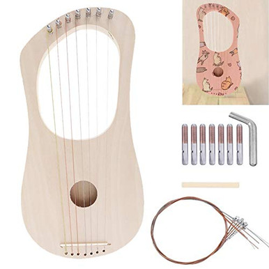 Homemade Instruments Harp Lyre Harp 7 String DIY Kit Ancient Style Lyres Wood String Instrument ...