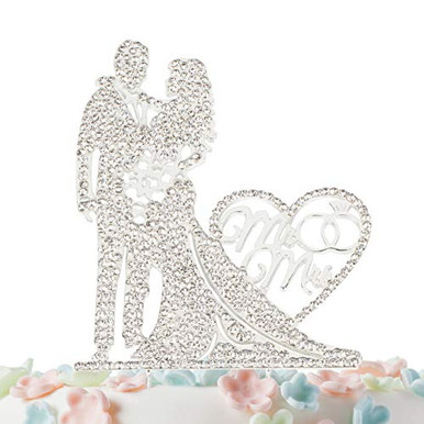 Mr and Mrs Cake Topper Rhinestone Crystal Metal Love Wedding Cake ...