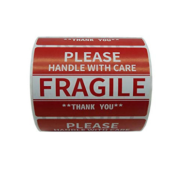 Fragile Stickers Roll – 500 Labels, 2x3 Inches, Handle With Care Shipping Labels For Packages