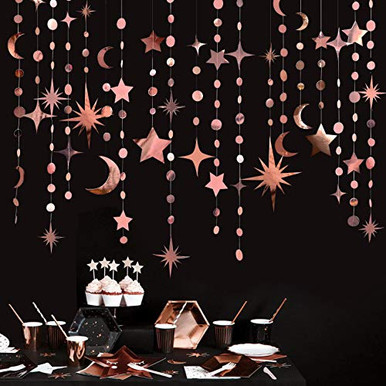 Rose Gold Star Moon Circle Dot Garland Party Decoration Kit Hanging ...