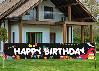 Red And Black Happy Birthday Banner Backdrop Balloon Glitter Sign Birthday Photo Background Party Decorations For Girls Boys Women Men Anniversary
