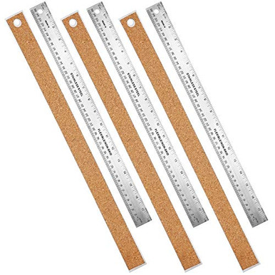 Base Ruler 3 Pieces Stainless Steel Rulers Corked Backed Metal Ruler Set Straight ...