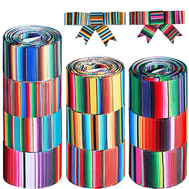 10 Rolls Fiesta Mexican Serape Ribbon Colorful Rainbow Stripes Ribbon ...