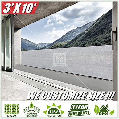 Grey 8' x 25’ Fence Screen Privacy Screen Commercial Grade 170 GSM Heavy Duty Cable Zip Ties Included