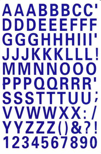 Numbers Letters Design - blue - Sticker set character 20 mm - 1 Sheet ...