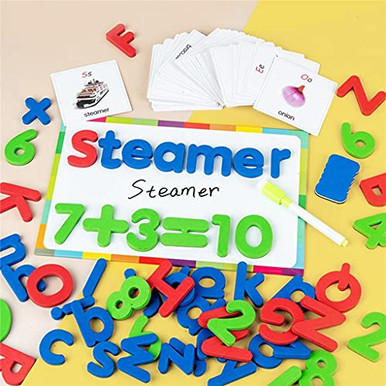 161 Pcs Magnetic Letters and Numbers with Flash Cards and Magnet Board ...