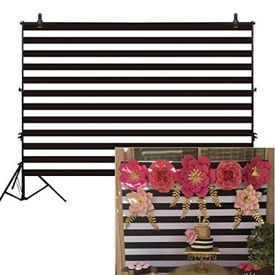Allenjoy 8x6ft Fabric Black and White Stripes Backdrop for Birthday ...