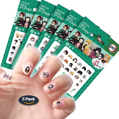 5 Sheets Anime Demon Slayer Nail Stickers Decals Art Stickers Supplies ...