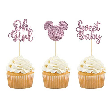Gyufise 36 Pack Oh Baby Cupcake Toppers It's A Girl Cupcake Toppers