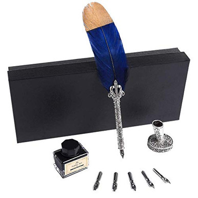 Feather Quill Pen and Ink Set -Luxury Vintage Dip Pen Calligraphy Pen ...