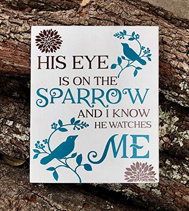 CELYCASY His Eye is On The Sparrow Wood Sign, Bible Verse Sign
