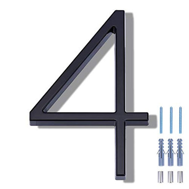 5 Inch Floating House Number 4, VONDERSO Black Metal Modern Outdoor ...