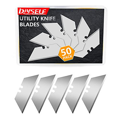 DIYSELF 50Pack Utility Knife Blades, SK-5 Steel Razor Blades with ...