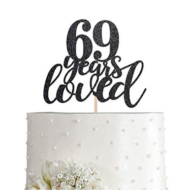 69 Black Glitter Happy 69th Birthday Cake Topper, Cheers to 69 Years ...