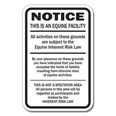 Price Tracking For: Supplemental Equine Liability Sign Warning Statute Horse Barn Stable Farm Signs B00aizyzqm - View #11