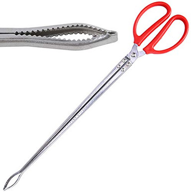 Stainless Steel Grabber Tongs 2-Piece Set - For Fishing, Cleaning & Outdoor Use