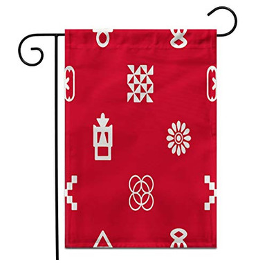 African Adinkra Garden Flag - Mixed Pattern Symbols DT02