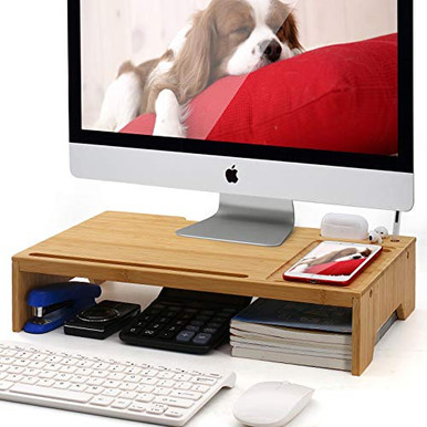 Bamboo Monitor Stand Riser Desk Organizer, Pezin and Hulin Home and ...