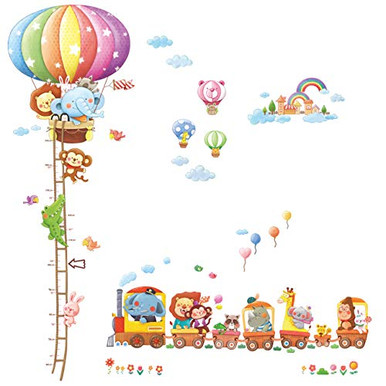Decowall DA-1606N1406A Animal Hot Air Balloon Height Chart and Train ...