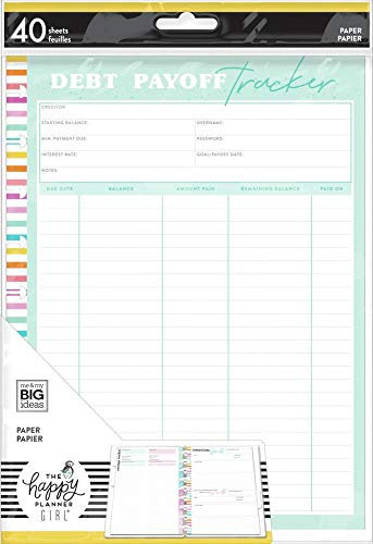 The Happy Planner Debt Payoff Tracker Classic Filler Paper - Journaling ...