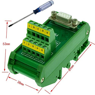 Gimax DB9 D-Sub DIN Rail Mount Interface Module, DB9 Female Breakout ...