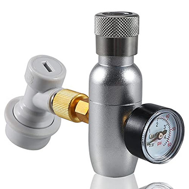 Mini Keg Charger CO2 Dispenser - 0-30 PSI Regulator With Ball Lock Quick Disconnect