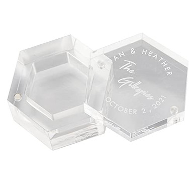 Personalized Clear Hexagon Ring Box, Custom Acrylic Engagement Ring Box ...