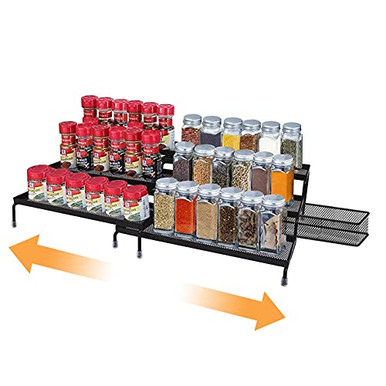 Spice Rack Organizer for Cabinet, Stepped Spice Rack, 3 Tier Expandable ...