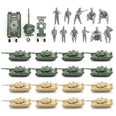 ViiKONDO 16Pcs Green and Desert Army Battle Tanks Play Set with 11pc ...