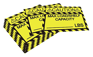 Pallet Rack Capacity Labels 3x4 Inch Caution MAX Load/Shelf LBS Warning ...