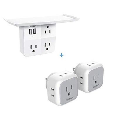 Multi Plug Outlet Extender Bundle, TESSAN Multiple Outlet Splitter Box ...
