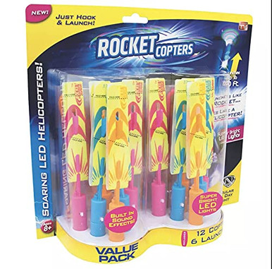 Rocket Copter The Amazing Slingshot LED Helicopters 2pk - As Seen on TV