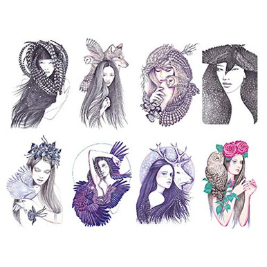 CARGEN 8 Sheets Cool Colorful Temporary Tattoo for Women Sexy Tattoos