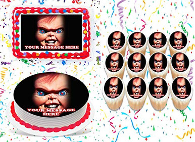 Chucky Cake Topper Edible Image Personalized Cupcakes Frosting Sugar Chucky Cake Topper Edible Image Personalized Cupcakes Frosting Sugar