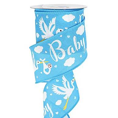 MEEDEE Baby Shower Ribbon Blue Ribbon Baby Shower 2.5 inch Burlap ...