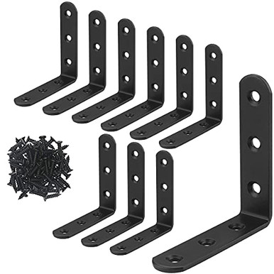10 Pcs Heavy Duty Black Corner Braces 80 x 80 x 20mm L Shaped Metal ...