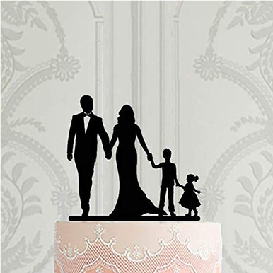 Family Wedding cake topper with child Bride and groom with girl Vintage ...