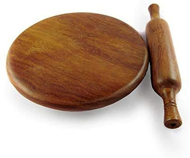 24 SEVEN Wooden Chakla-Serving Board- Round Chapati Chakla and Belan