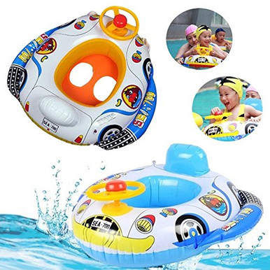Saver Kids Baby Inflatable Pool Seat Float Boat Swimming Wheel Horn ...