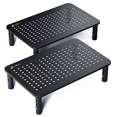 Homenfold Premium Computer Monitor Stand Desktop Riser- Black Metal ...