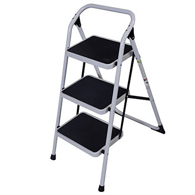 JYCAR 3 Step Iron Folding Ladder- Safety Portable Short Handrail ...
