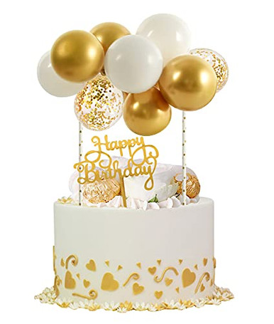 White Gold Balloon Cloud Cake Topper 5 Inch 10pcs Confetti Metallic ...