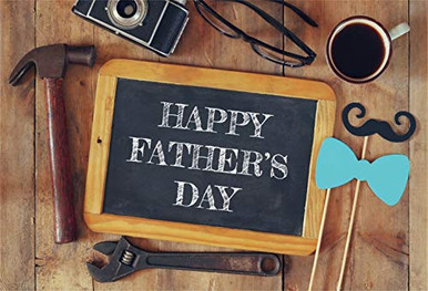 Father's Day Photo Backdrop 10x8ft - Blue Gold Glitter Balloons With Tuxedo Suit Design For Party Photography