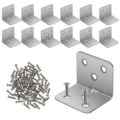 Furcoitur 12Pcs Stainless Steel L Corner Brace Heavy Duty Corner ...