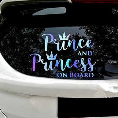 Dreothy 2-Pack Prince & Princess On Board Reflective Stickers - Safety Decals For Cars