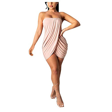 Chest Less Dresses Summer Dresses for Women Sleeveless Mini Dress Solid Wrapped Chest Sexy ...