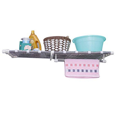 BAOYOUNI Expandable Closet Tension Shelf Rods Adjustable Storage Rack ...