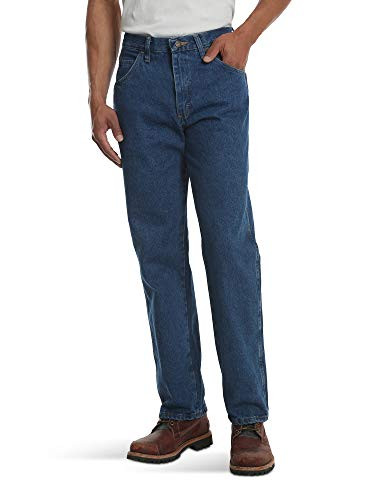 Rustler Classic Men's Relaxed 5 Pocket Jean, Dark Stonewash, 36W x 32L ...