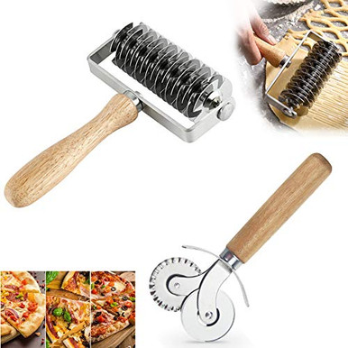 TIYOORTA Double Roller Pizza Wheel Cutter,Pizza Knife Cake Spatula ...