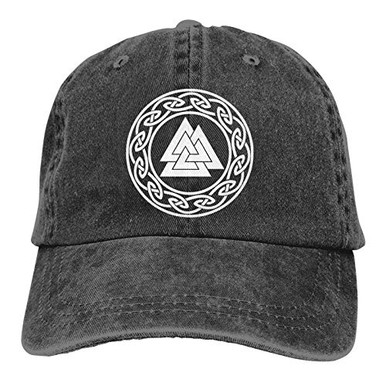 Vikings Mjolnir and Rune Wheel Norse Mythology Symbol3 Woman's Men Cap ...
